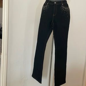 Andrew Charles blue denim pants with metal embellishments. Never worn .Size 30